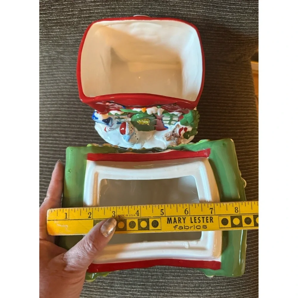 Harry & David Santa's Workshop Ceramic Cookie Jar Holiday Christmas Kitchen